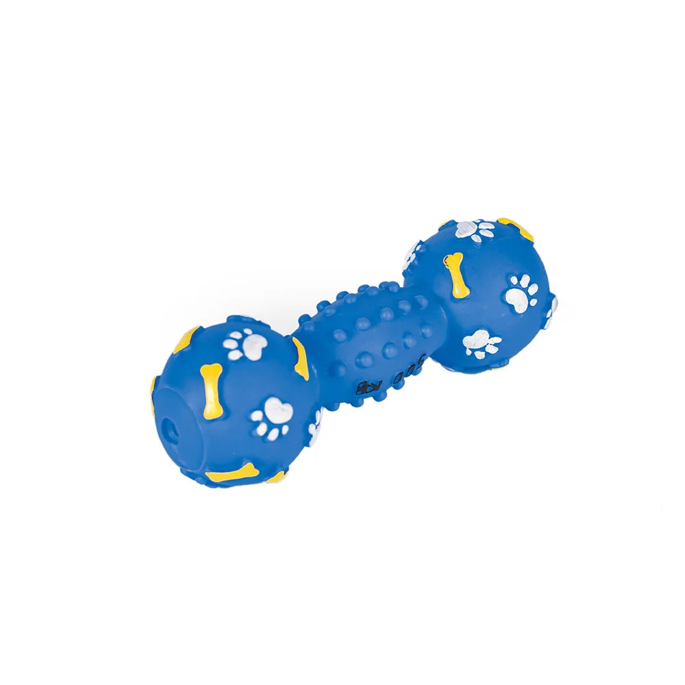 Premium Squeaky Dumbbell Dog Toy For Durable Chew And Fetch by PawHaven