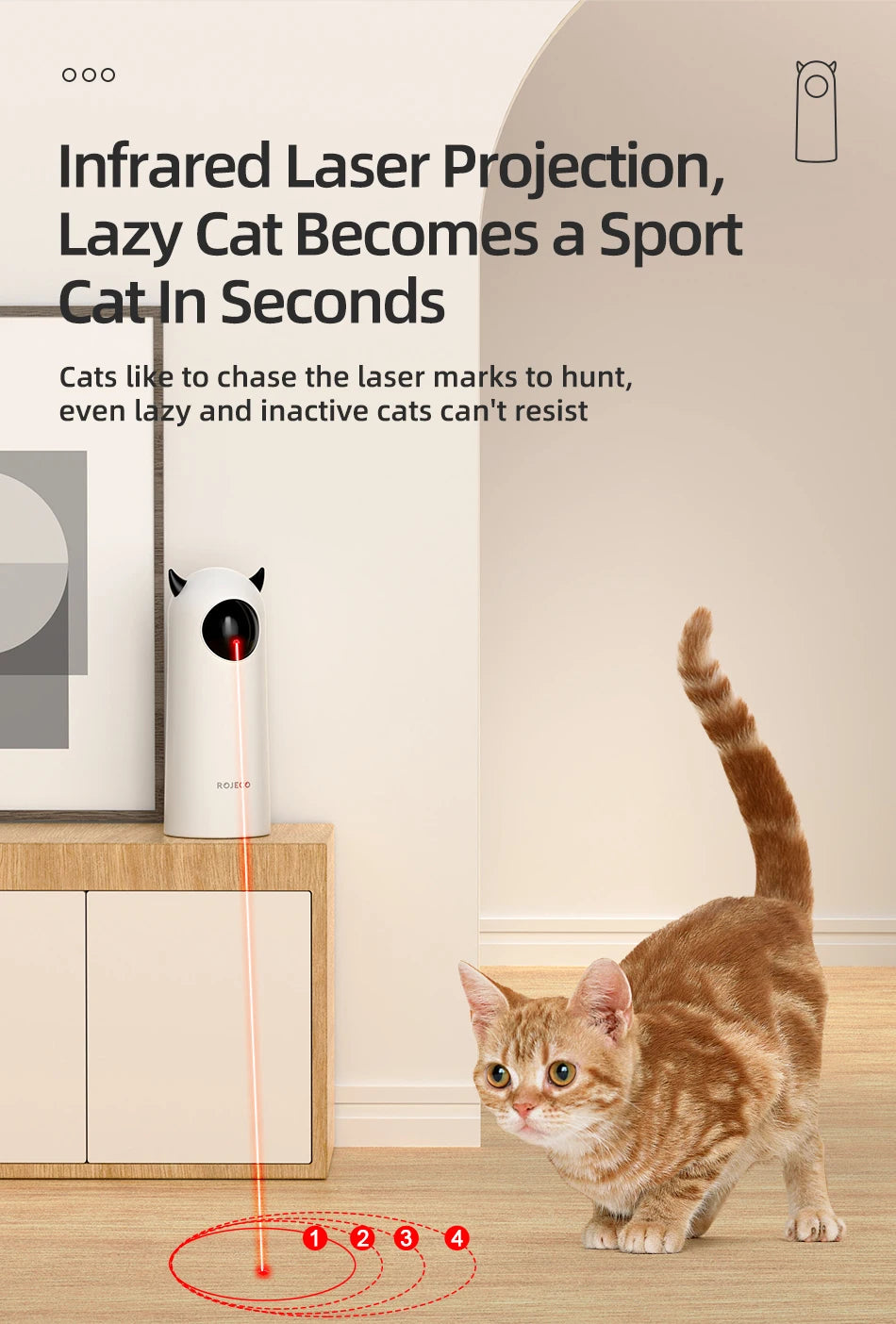 ROJECO Premium Interactive Laser Cat Toy For Indoor Fun by PawHaven