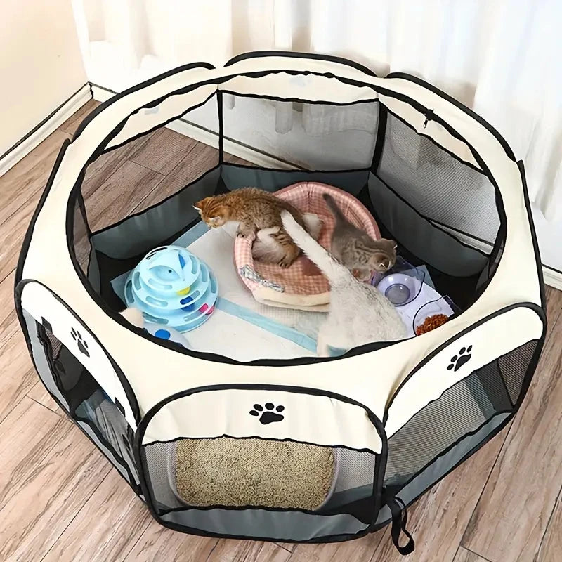 Cat maternity room octagonal pet fence Oxford cloth waterproof andscratch-resistant foldable pet tent cat nest kennel by PawHaven