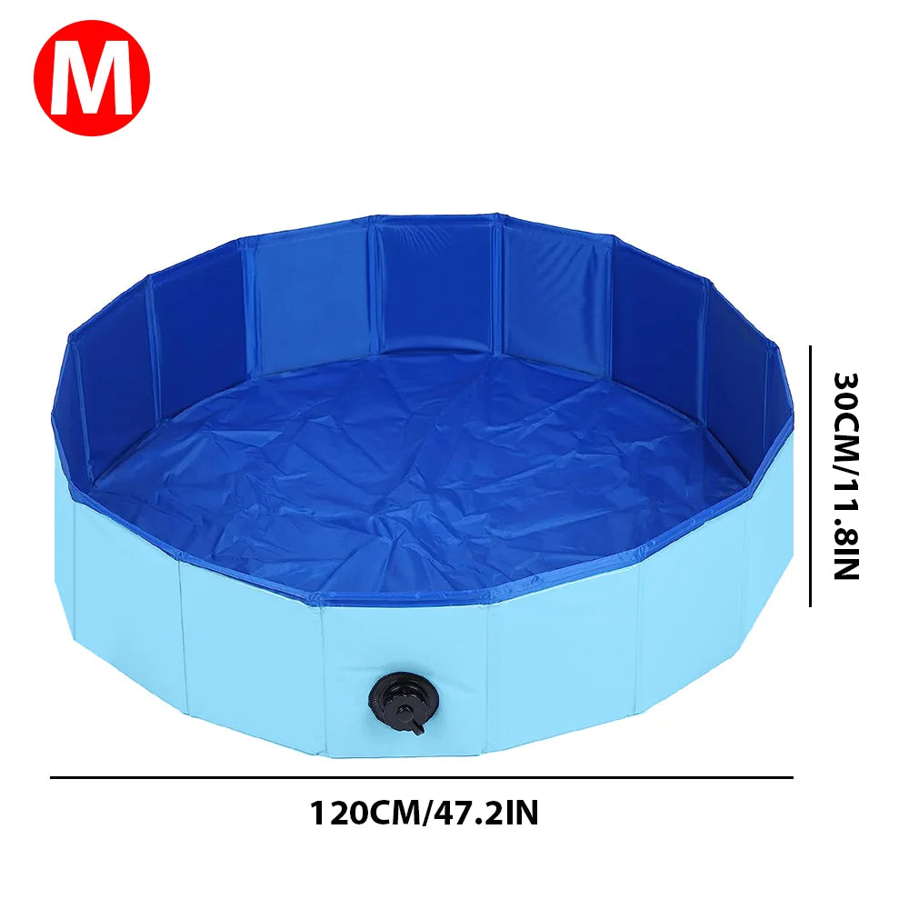 160*30cm/120*30cm/80*20cm Pet Pool Foldable Dog Bath Swimming Pool Portable Pet Pool With Drain valve Outdoor Dog Bathing Tub by PawHaven