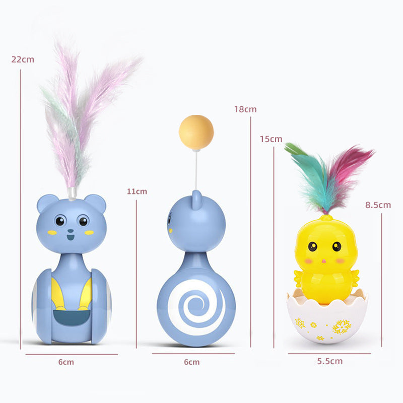 Cat Interactive Feather Toys Pet Bumbler Funny Toy Interactive Cats Toys Cat Rolling Teaser Feather Wand Toys Rotating Ball by PawHaven