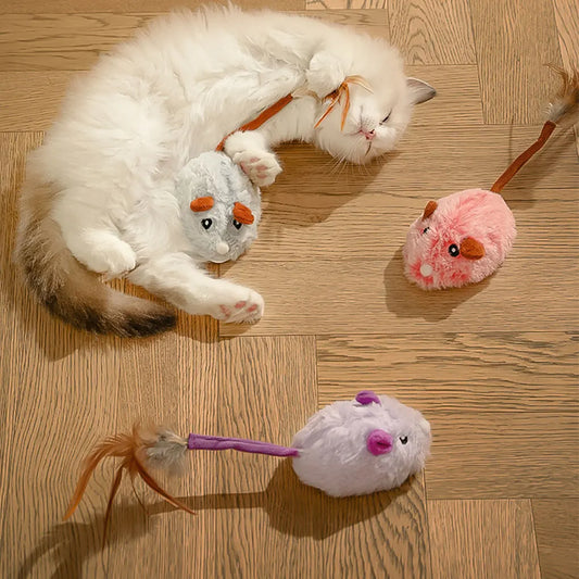 Automatic Cat Toys Made Of Cotton Wool And Silicone For Feline Friend Easy To For Charging BS light gray by PawHaven
