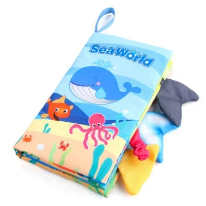 Dog Fabric Book Toy "SeaWorld" | Crinkle Paper & Squeaker Inside | Interactive Chew Toy for Puppies & Small Dogs by PawHaven