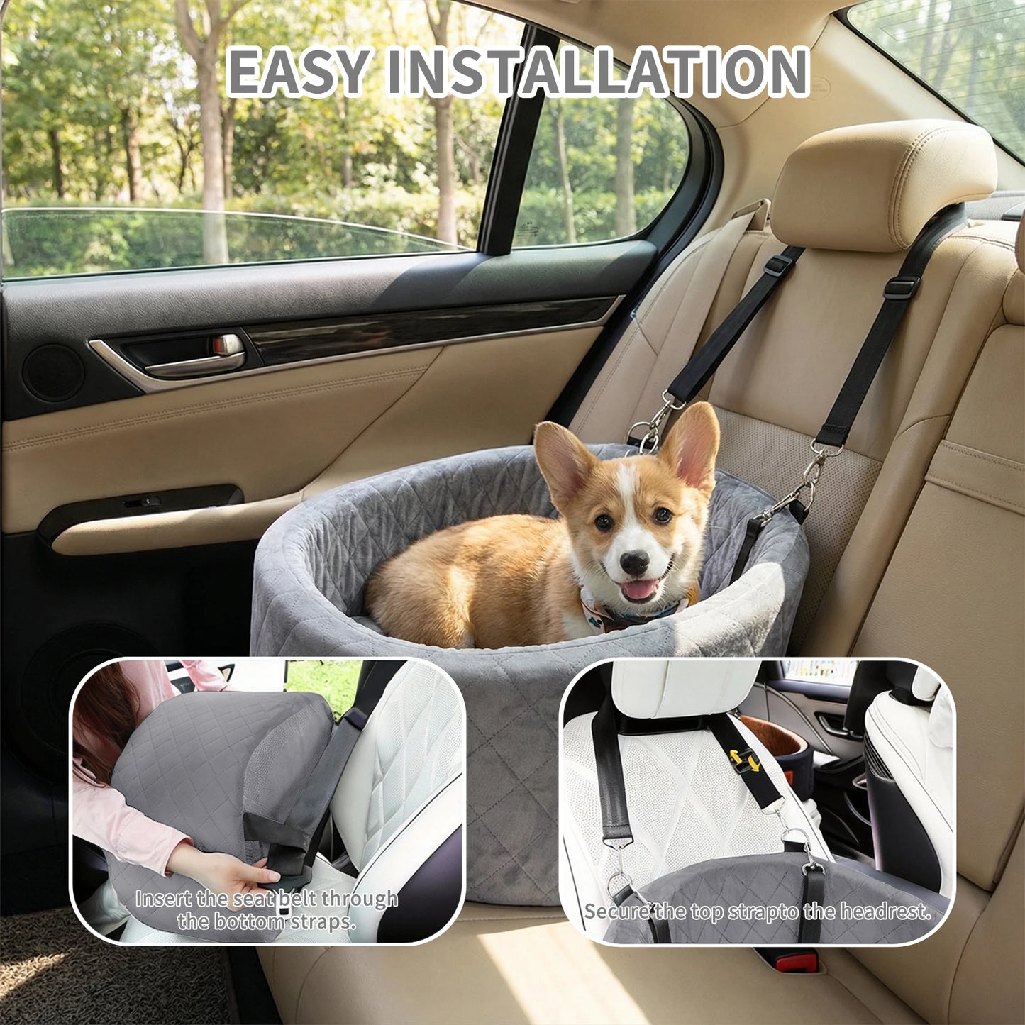 Portable Pet Car Seat for Small Dogs and Cats – Machine-Washable, Comfortable Seat, and Vehicle Dog Hammock car seat cover by PawHaven
