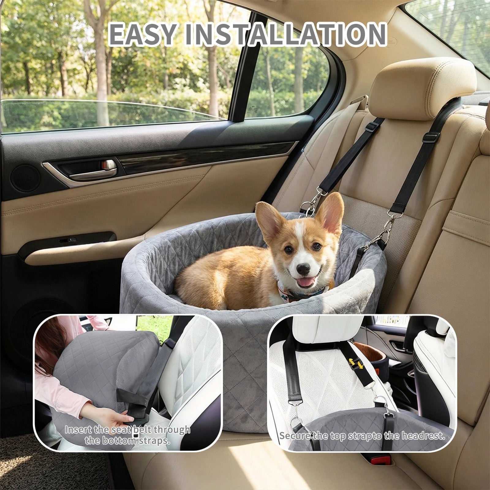 Portable Pet Car Seat for Small Dogs and Cats – Machine-Washable, Comfortable Seat, and Vehicle Dog Hammock car seat cover by PawHaven