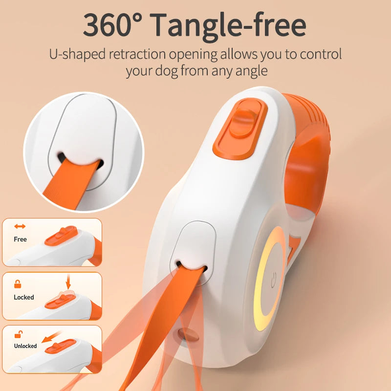 ROJECO 5m LED Retractable Dog Leash for Night Walks by PawHaven