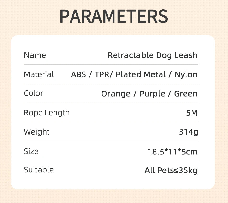 ROJECO 5m LED Retractable Dog Leash for Night Walks by PawHaven
