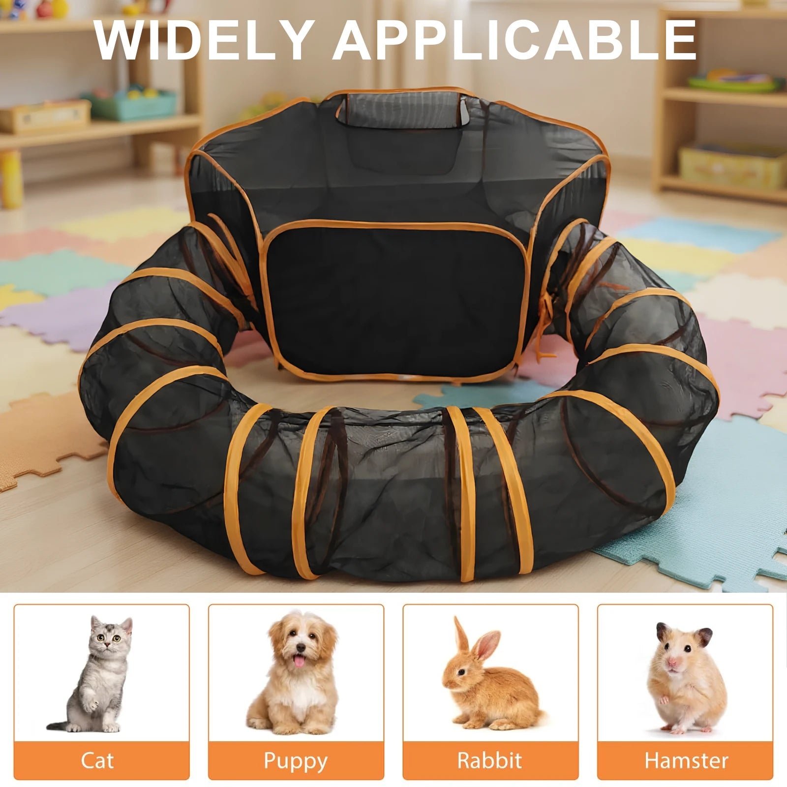 Outdoor Folding Play Tent Tunnel Large Pet Tunnel Cat Enclosures 2-in-1 Big Foldable Pet Playpen for Indoor Cats Puppies Rabbits by PawHaven