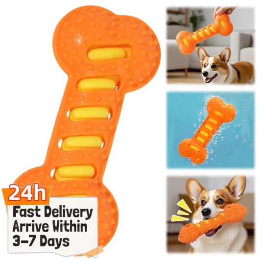 Premium Dog Dental Toy Set Textured Squeaky Bones by PawHaven