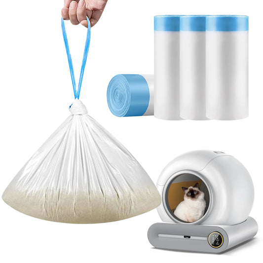 4 Packs/ 60pcs Garbage Bag For Smart Cat Litter Box Drawstring Thickened Cat Litter Bag Pet Poop Bags Trash Bag For Pet Supplies by PawHaven