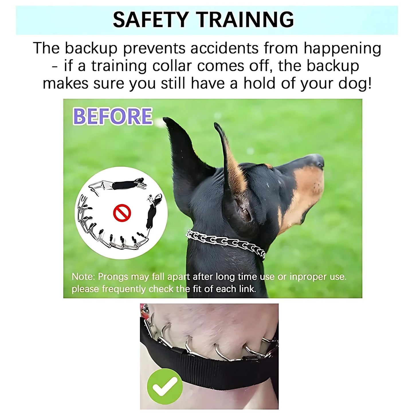 Dog Prong Training Collar Choke Pinch Collar with Rubber Comfort Tips Quick Release Snap Buckle Adjustable for Puppies Dogs by PawHaven