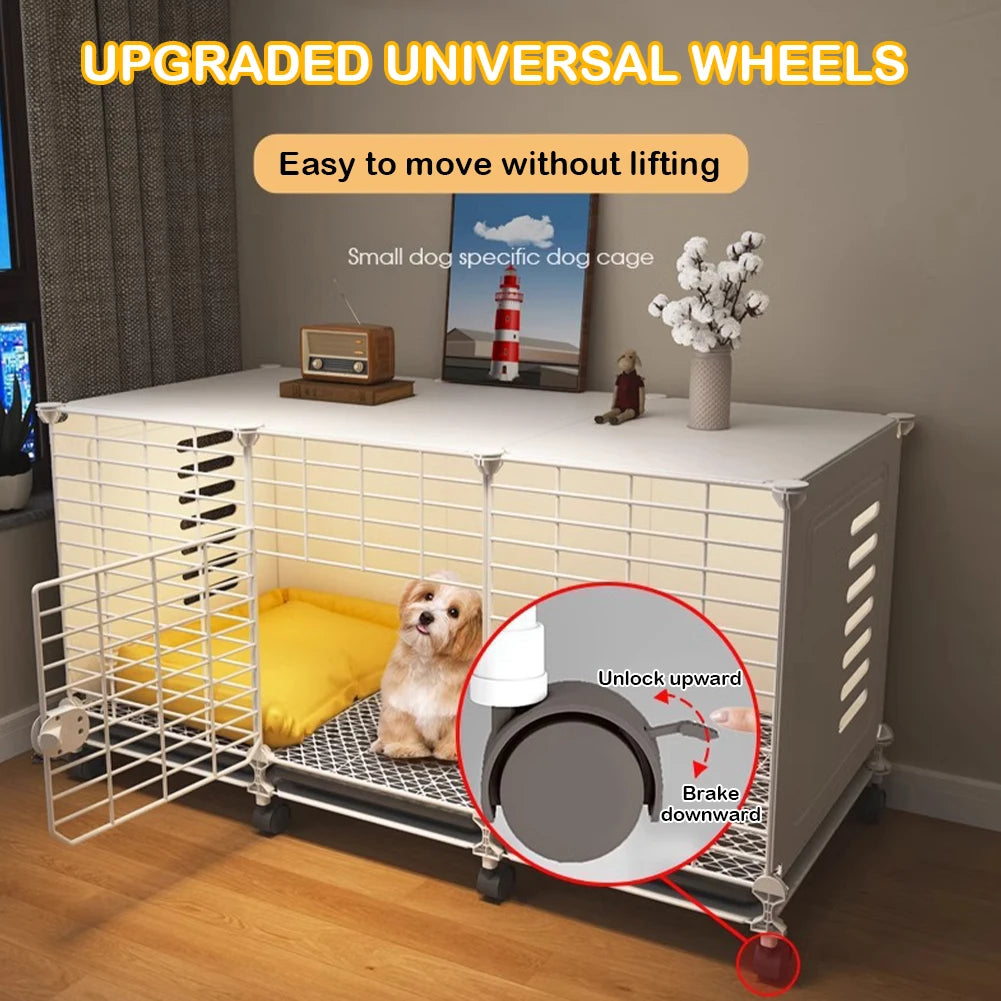 Stylish End Table Dog Crate With Wheels And Tray by PawHaven