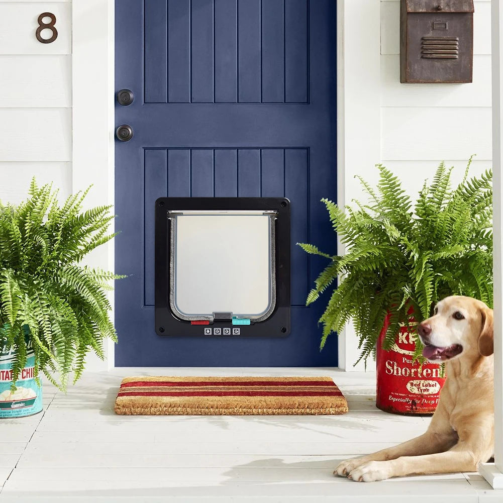 Puppy Kitten Safety In&out Pet Door with 4 Way Security Lock Dog Cat Flap Door Cat Puppy Safety Gate Pet Doors and Sliding Door by PawHaven