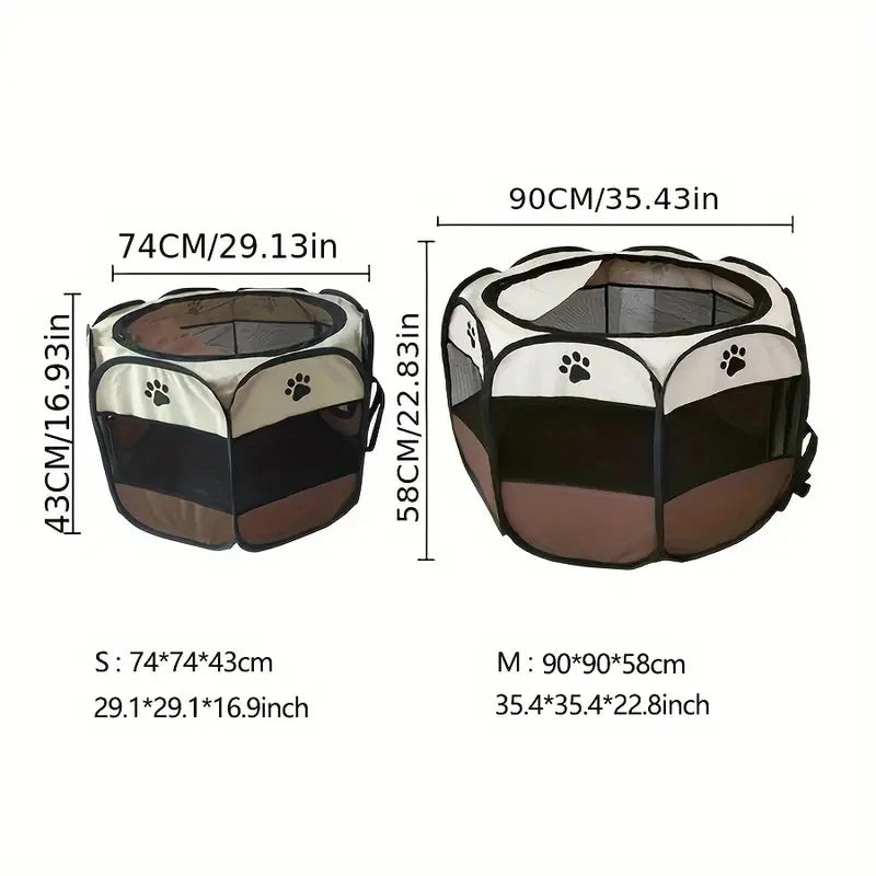 Cat maternity room octagonal pet fence Oxford cloth waterproof andscratch-resistant foldable pet tent cat nest kennel by PawHaven
