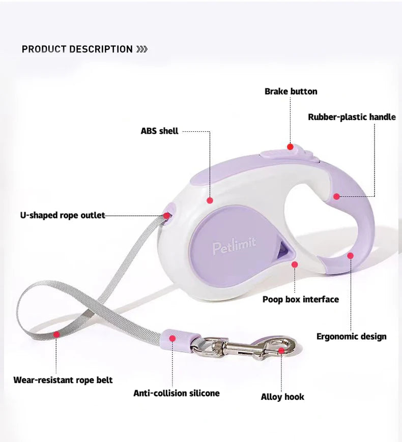 Elite Retractable Dog Lead 3m/5m Extendable by PawHaven