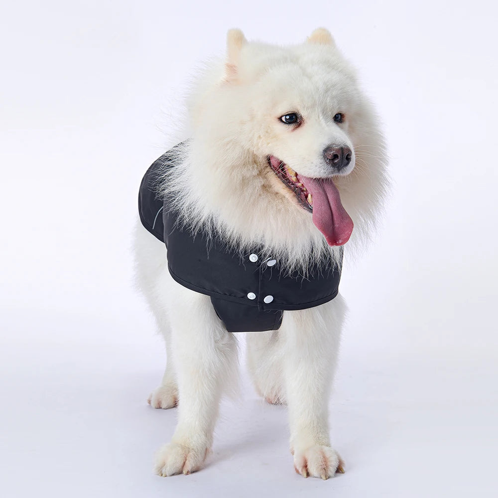 Casual Robe Style Waterproof Dog Raincoat for Large Dogs, Breathable Mesh Lining, Reflective Cross & Bar Strips on Back by PawHaven
