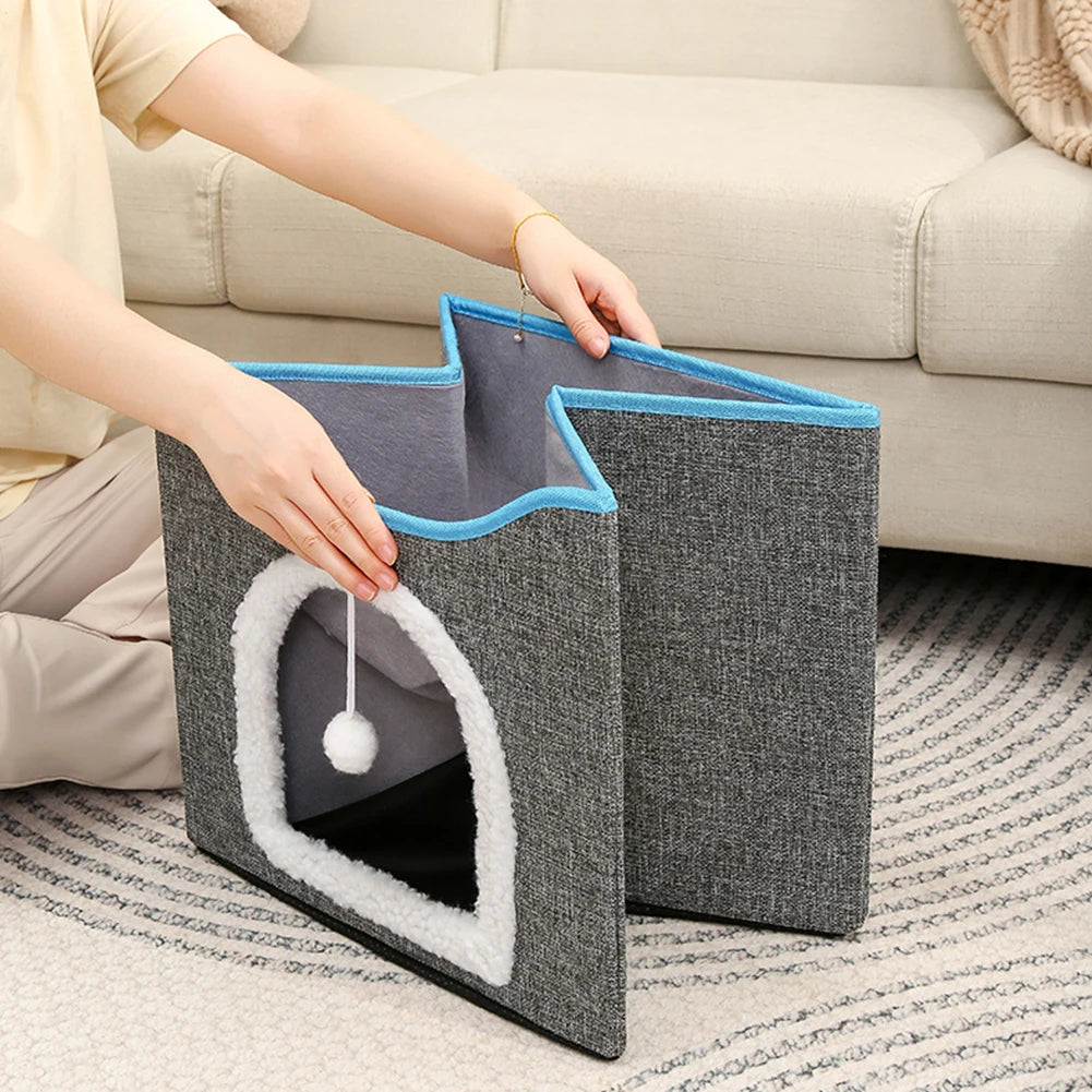 Premium Velvet Cat Cave With Scratching Pad by PawHaven