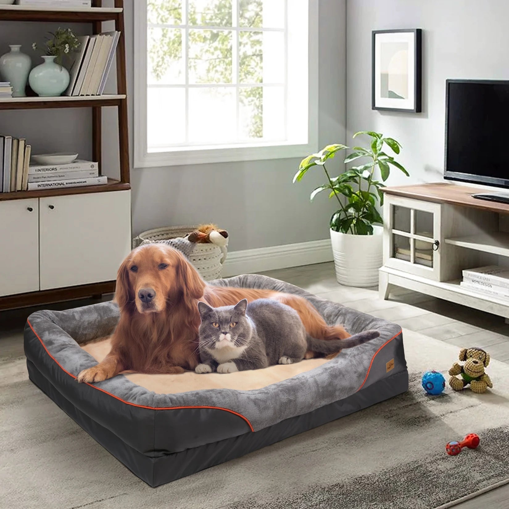 Orthopedic Memory Foam Dog Bed With Bolster by PawHaven