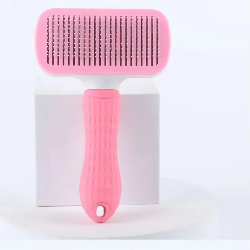 Pet One Button Self Cleaning Slicker Brush Automatic Hair Remover Comb Dog Cat Massage Needle Comb For Pet Beauty Care Supplies by PawHaven