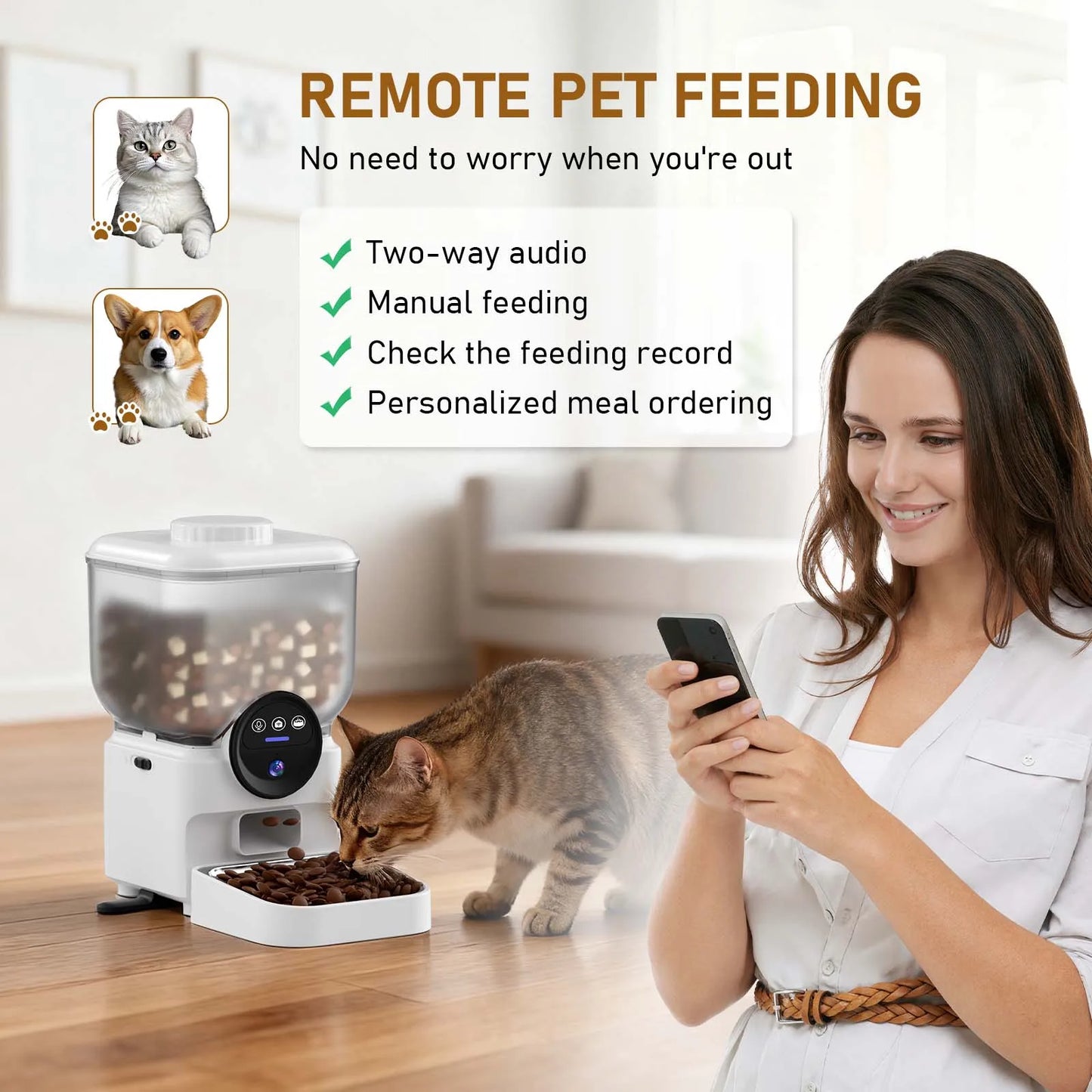 Automatic Cat Feeder Rechargeable Wifi Smart Pet Feeder App Controlled Cat Feeder With Camera Built-in battery Cat Dog Feeder by PawHaven