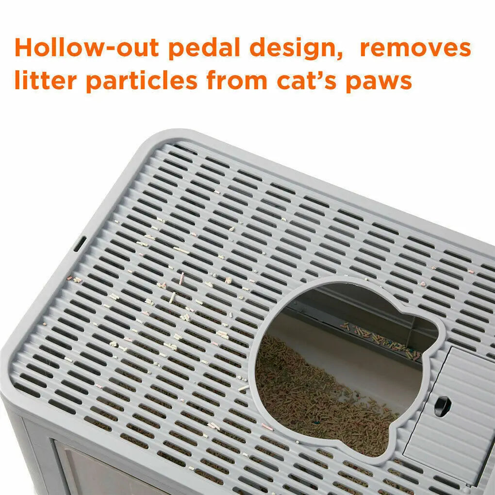Foldable Cat Litter Box Front Entry & Top Exit Toilet Boxes with Scoop Enclosed Kitty Toilet Tray Pan by PawHaven