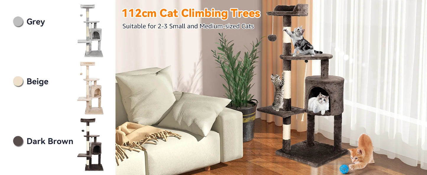 Passerscat Cat Trees Cat Climbing Frame For Indoor Cats Multi-Level With Scratching Posts Cat Tower Padded Top Perches and Condo by PawHaven