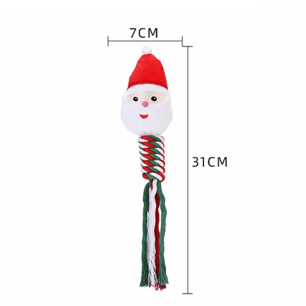 Christmas Small Dog Toy Chew Plush Puppy Cat Gift Tassel Rope Pet Toy Santa Claus Snowflake Christmas Tree by PawHaven