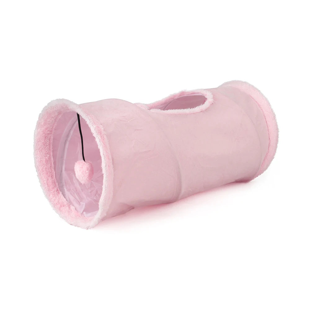 Tunnel Cat Toy Puppy Plush Ball Pet Toy Tent Tunnel Tube Storage Foldable Suede Cat Channel Drill Bucket by PawHaven