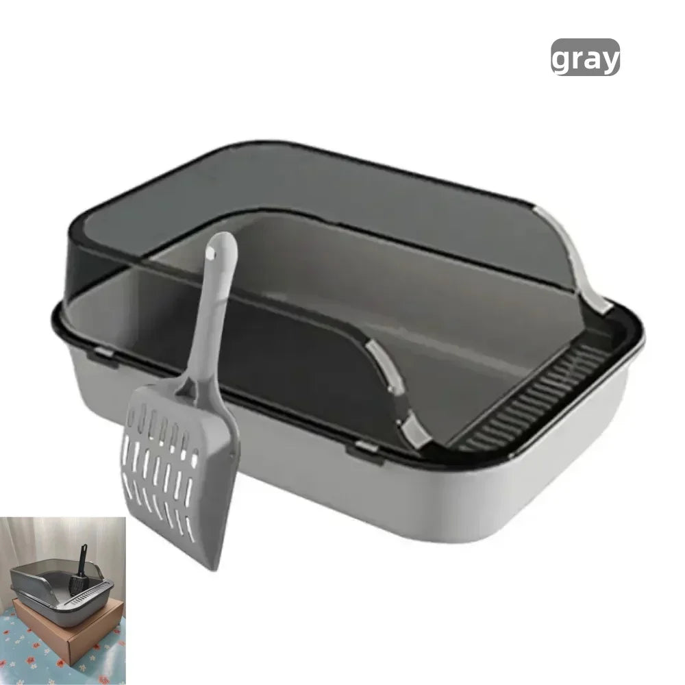 Premium Large Semi Enclosed Cat Litter Box With Scoop by PawHaven