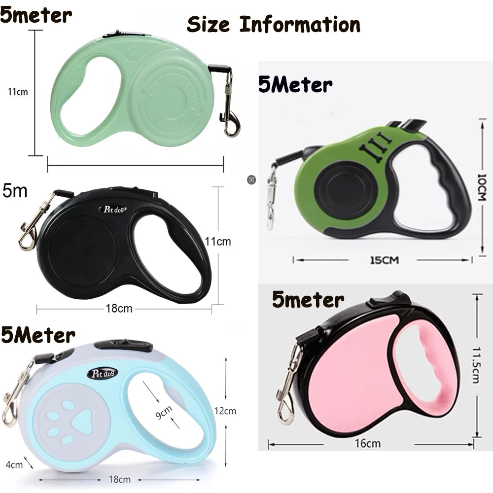 UK Premium Retractable Dog Leash 3m 5m Nylon Quick Release by PawHaven