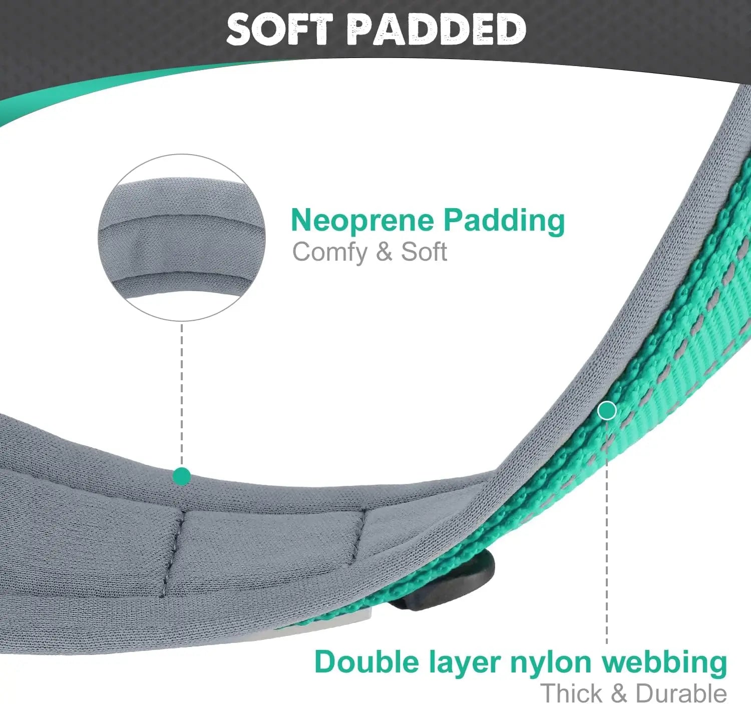 Premium Padded Reflective Dog Collar Adjustable Nylon by PawHaven
