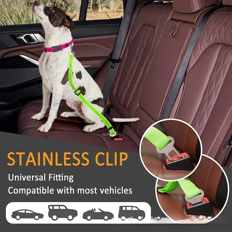 1pc Reflective Dog Car Tether, Durable Nylon Seat Belt Harness, Adjustable Pet Travel Strap for Vehicle Riding Safety by PawHaven