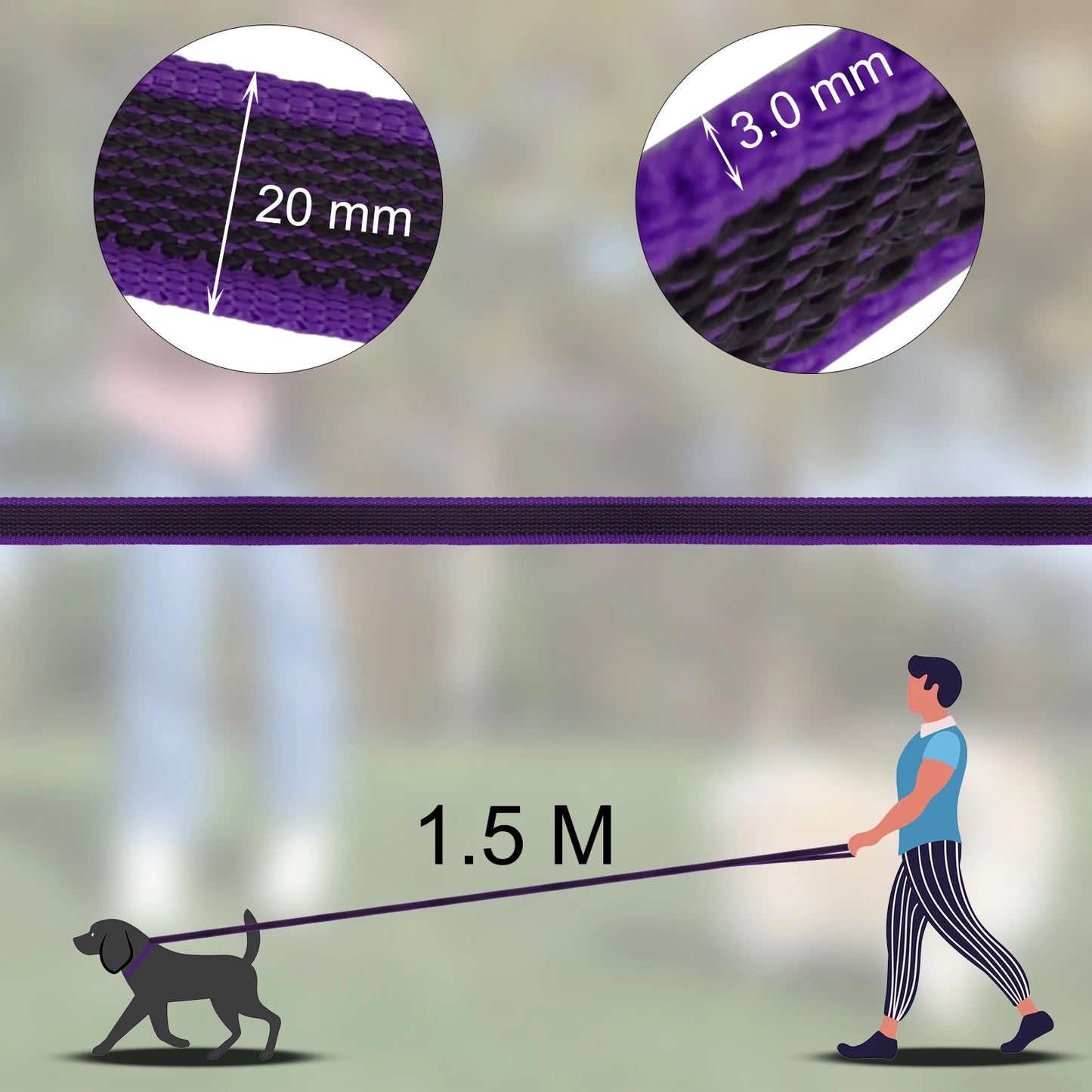 1.5M/2M/5M/3M/15M Medium small Long Dog Leash Latex Silk Easy and Convenient Training Big Dual color dog leash 10 meters by PawHaven