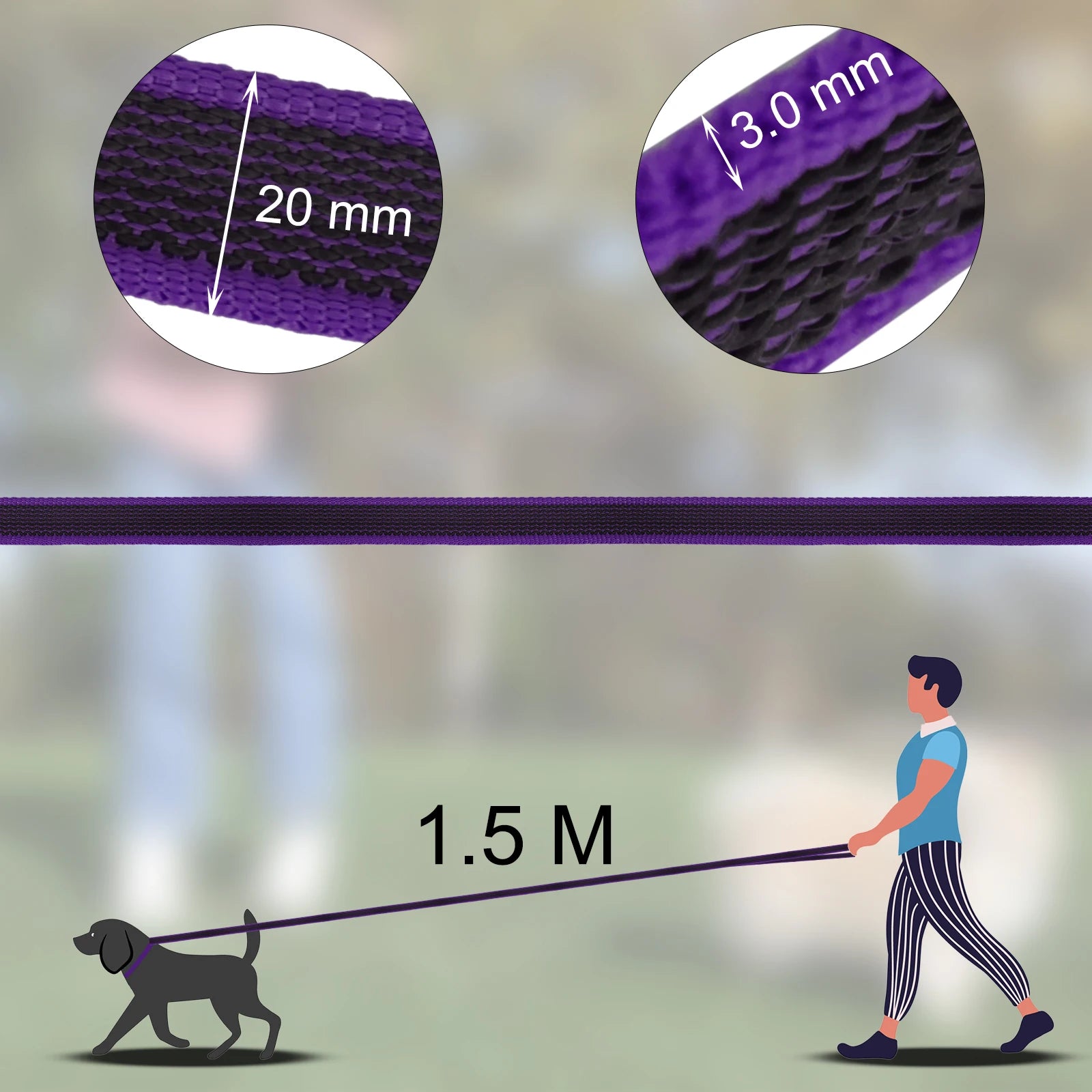 1.5M/2M/5M/3M/15M Medium small Long Dog Leash Latex Silk Easy and Convenient Training Big Dual color dog leash 10 meters by PawHaven