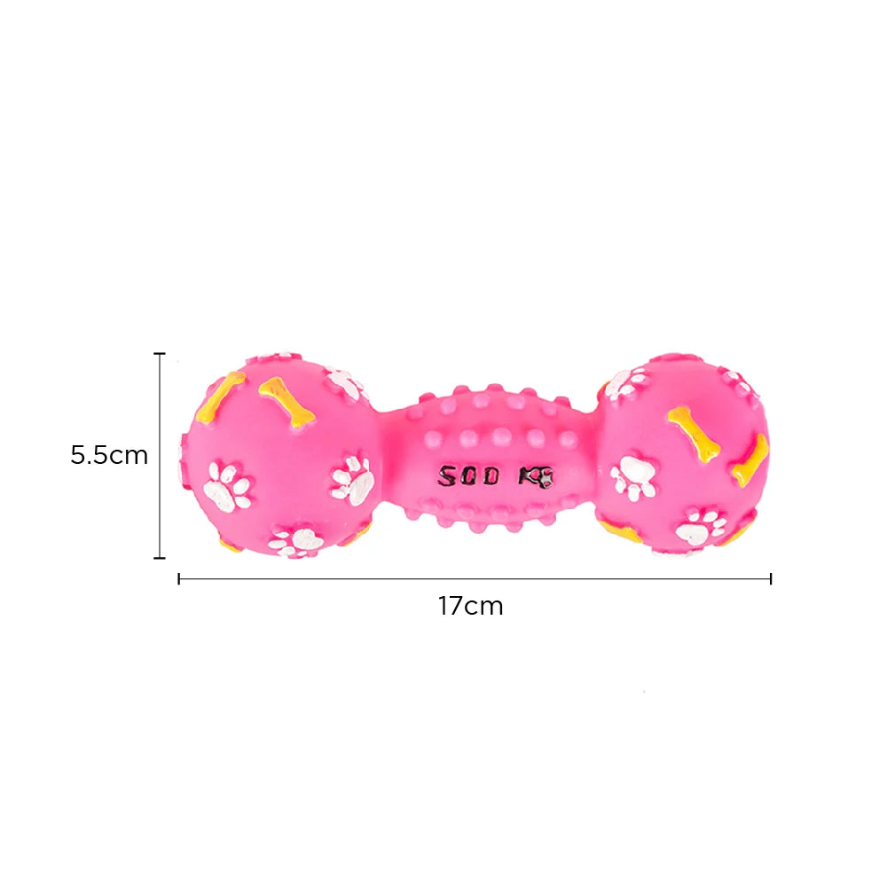 Premium Squeaky Dumbbell Dog Toy For Durable Chew And Fetch by PawHaven