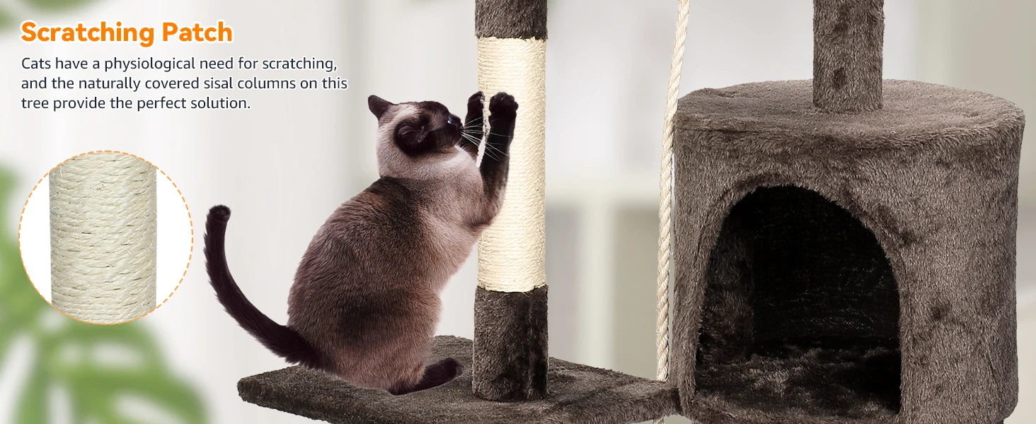 Passerscat Cat Trees Cat Climbing Frame For Indoor Cats Multi-Level With Scratching Posts Cat Tower Padded Top Perches and Condo by PawHaven