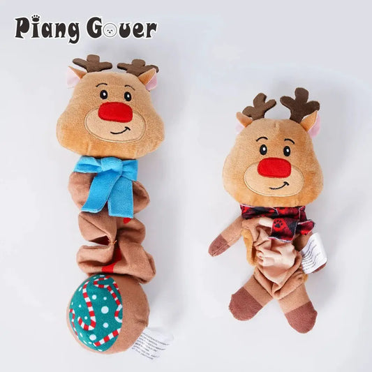 Elf Chew Pet Squeaky Sound Toy Cute Animal Squeak Dog Toy Puppy Christmas Gift by PawHaven