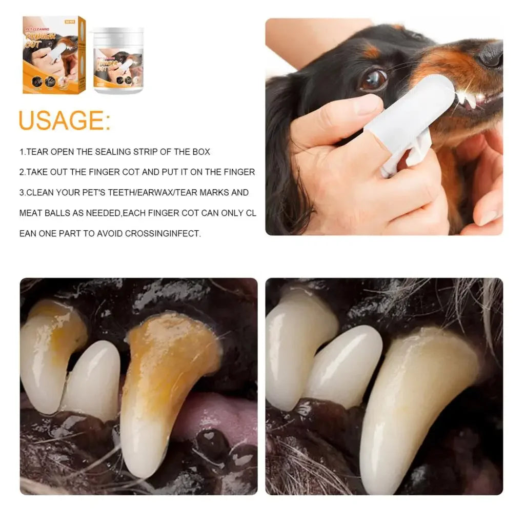50PCS/set Pet Non-woven Tooth Wipes Cotton Finger Wipes Healthy Oral Care Supplies for Cat Dog ttoothbrush Cat pet Cleaning by PawHaven