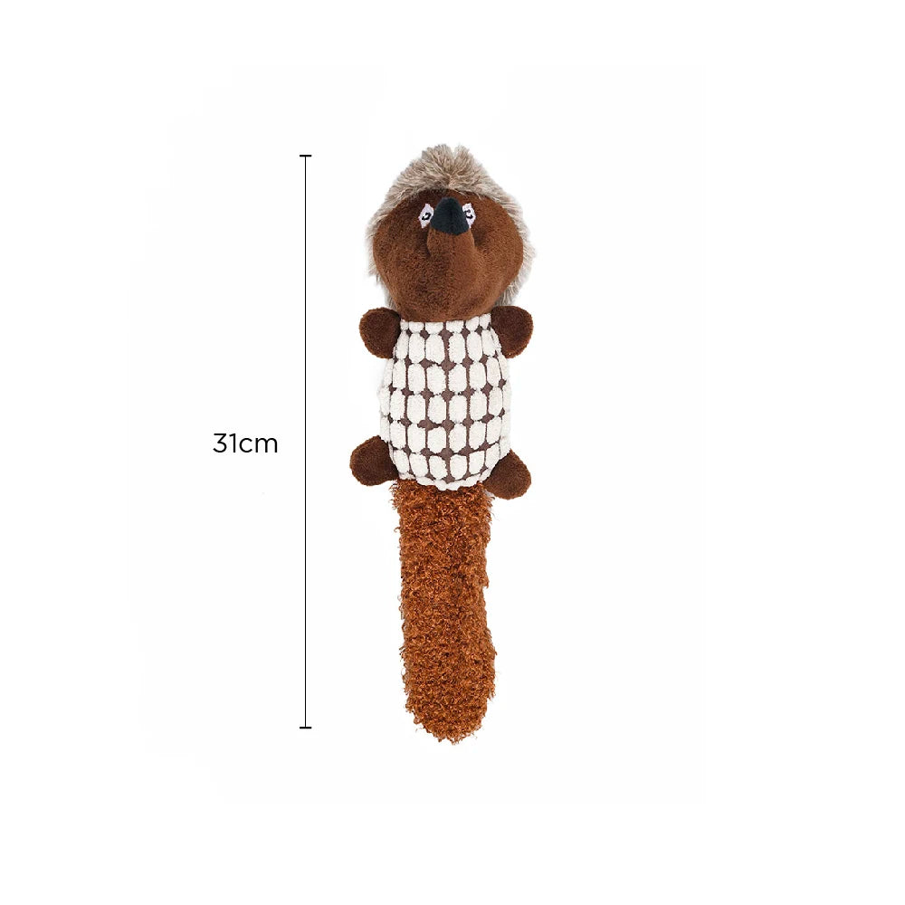 Animal Plush Toy Hedgehog, Soft Squeaky Dog Toy with Long Floppy Tail for Tug, Chewing and Comfort Play by PawHaven
