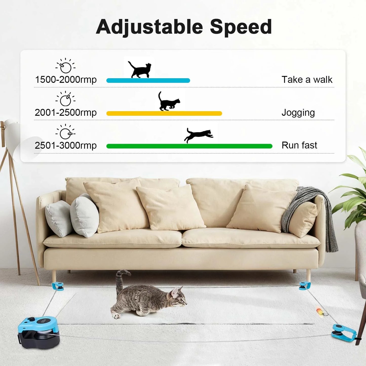 Cat Toys Automatic/Remote Control Cat Toy Interactive Cat Toy Cat Treadmill Adjustable Speed Simulated Cat Hunting Toy by PawHaven
