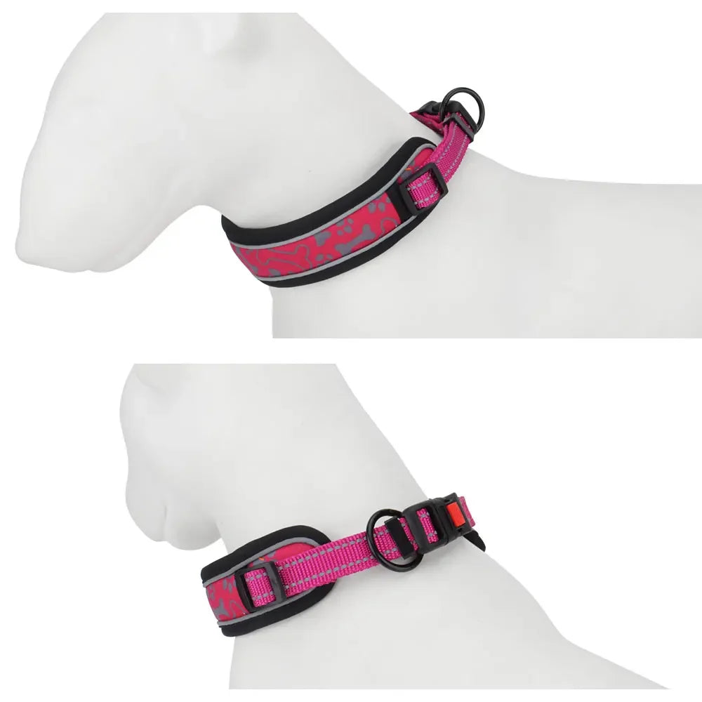 Medium Big Dog Collar Comfortable Soft Neck Adjustable Widen Thicken Reflective Durable for Large Dogs Walk Pet Collar by PawHaven