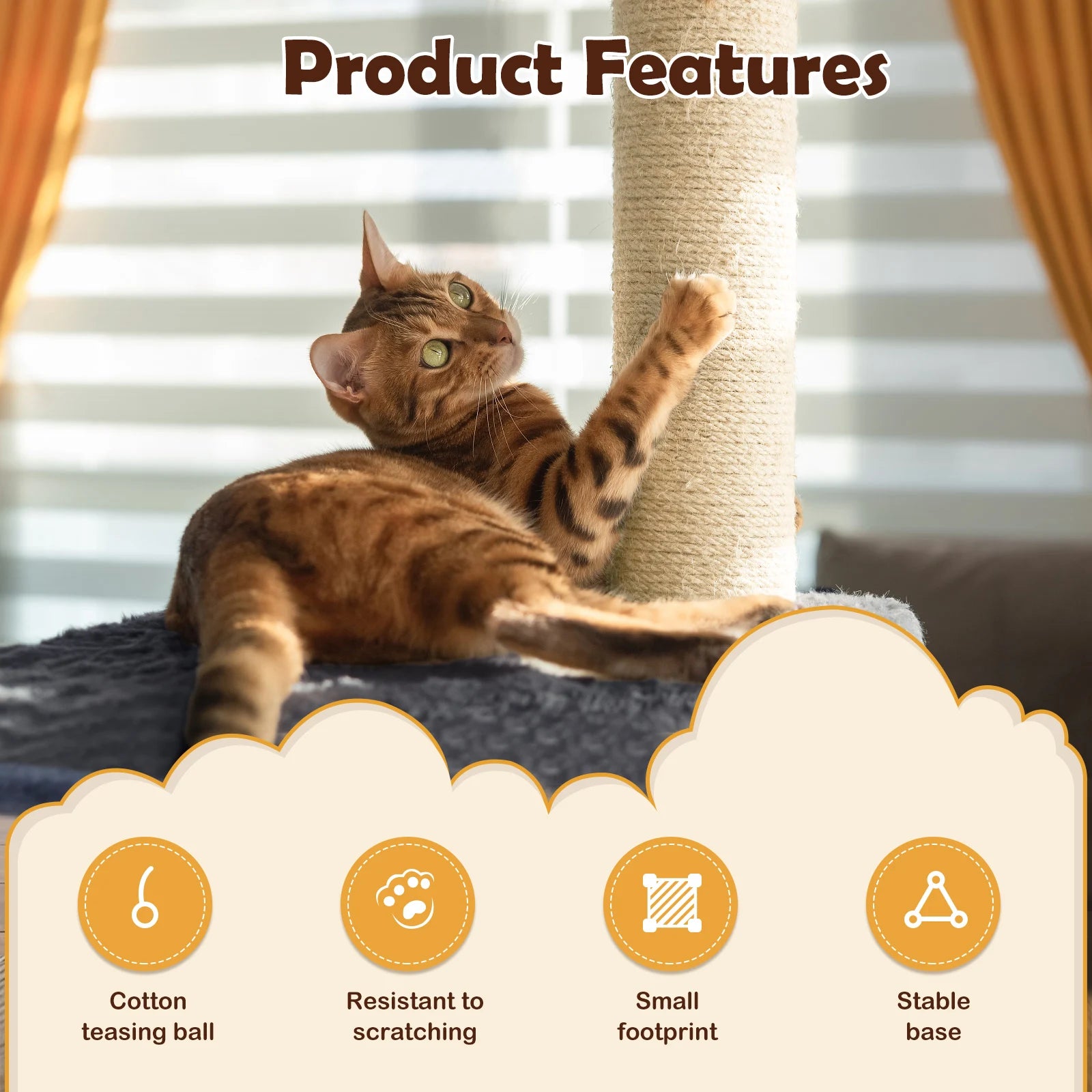 Premium Sisal Cat Scratch Pole With Turntable by PawHaven