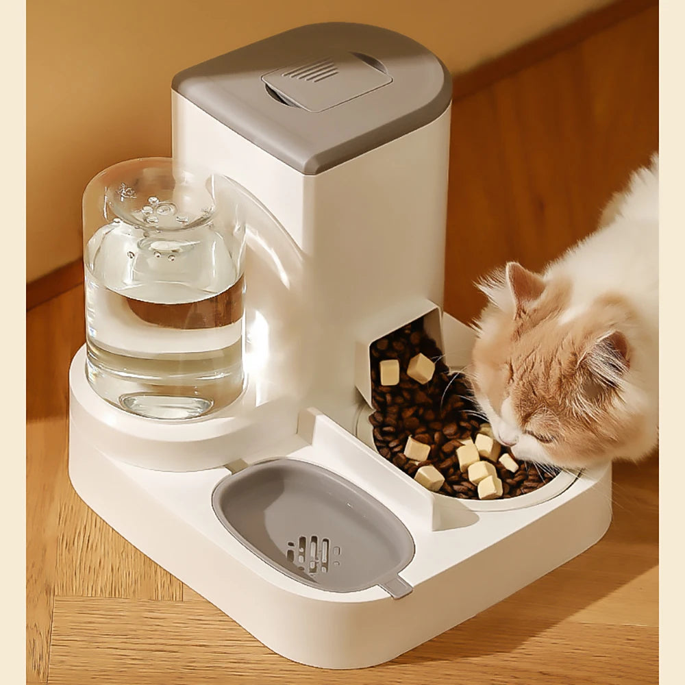 Premium Spillproof Cat Water Fountain And Auto Feeder by PawHaven