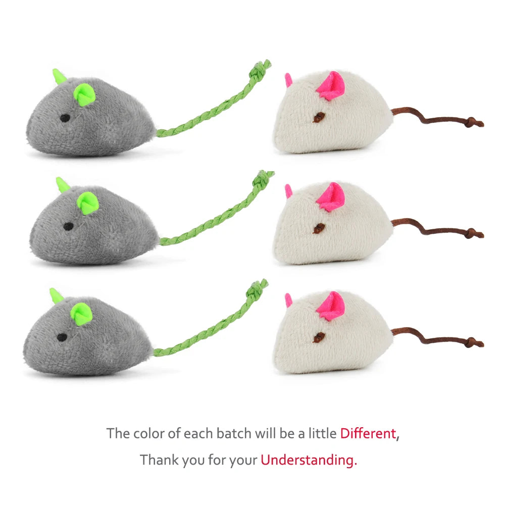 6pcs Mix Pet Toy Catnip Mice Cats Toys Fun Plush Mouse Cat Toy For Kitten by PawHaven