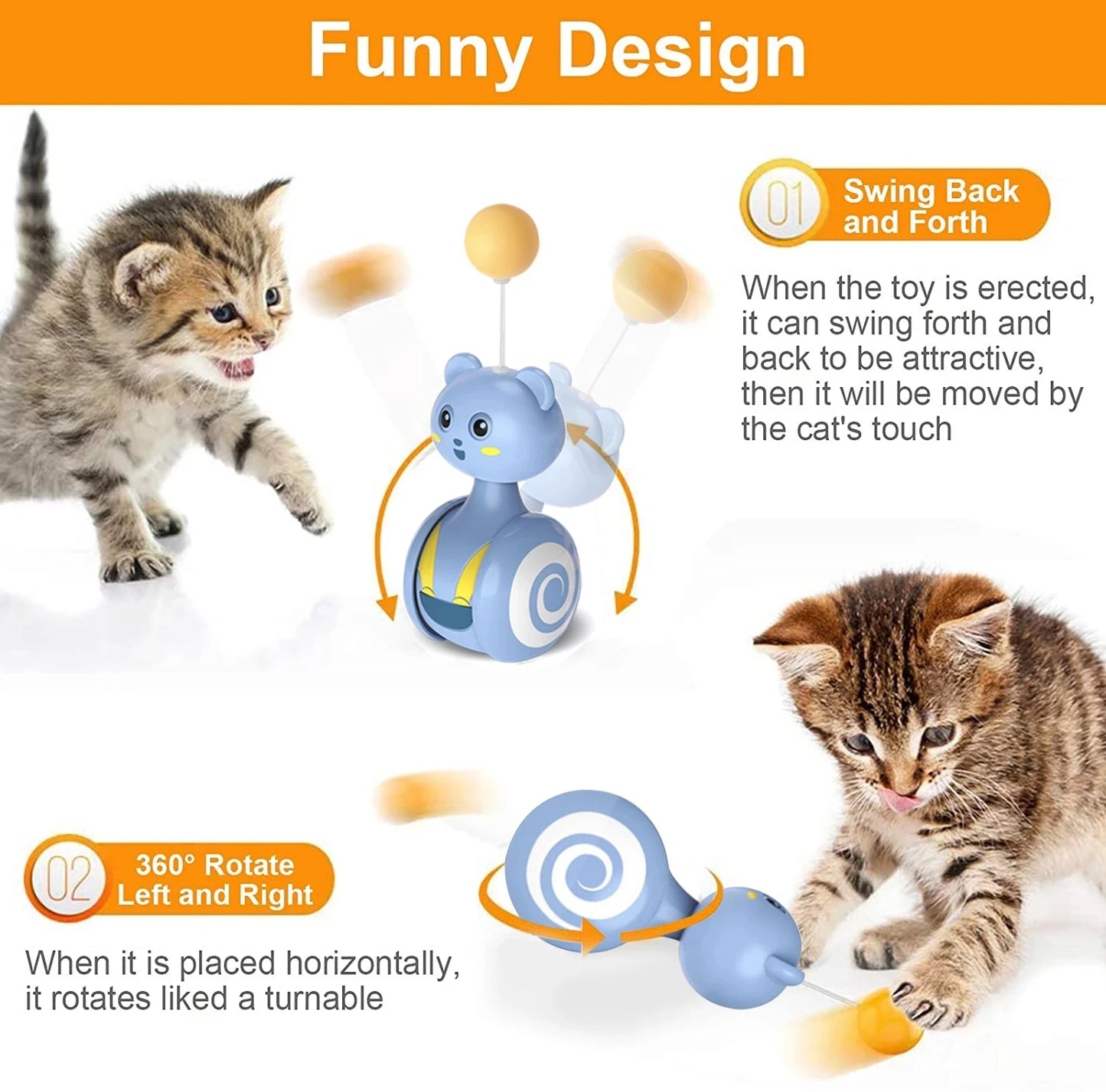 Cat Interactive Feather Toys Pet Bumbler Funny Toy Interactive Cats Toys Cat Rolling Teaser Feather Wand Toys Rotating Ball by PawHaven