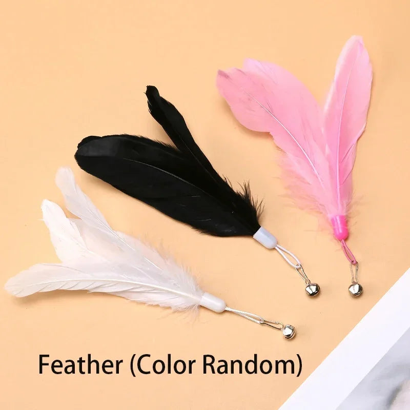 Premium Cat Teaser Wand With Bell And Replaceable Feather by PawHaven