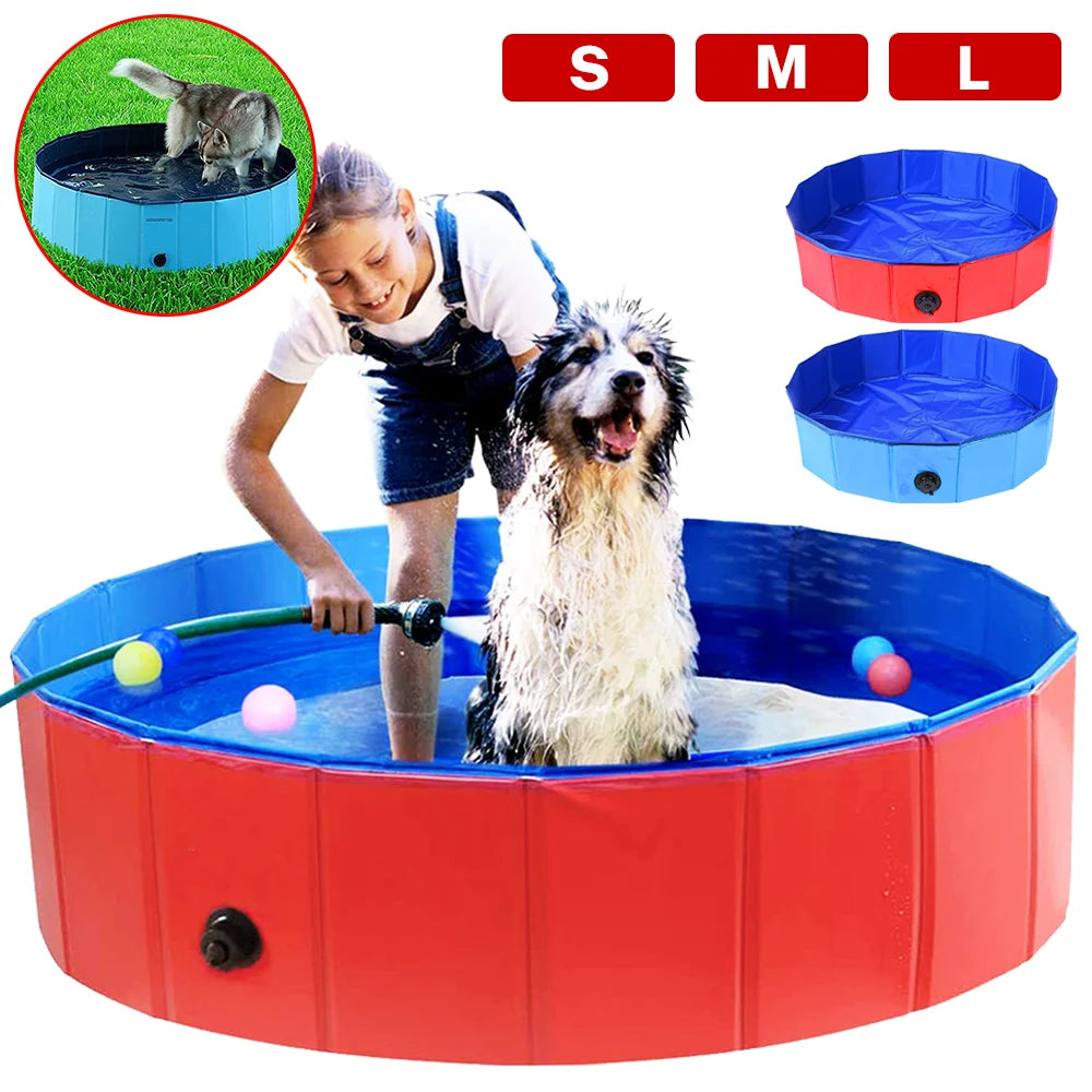 160*30cm/120*30cm/80*20cm Pet Pool Foldable Dog Bath Swimming Pool Portable Pet Pool With Drain valve Outdoor Dog Bathing Tub by PawHaven