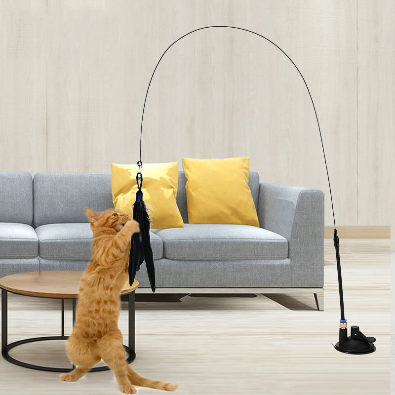 Premium Cat Teaser Wand With Bell And Replaceable Feather by PawHaven