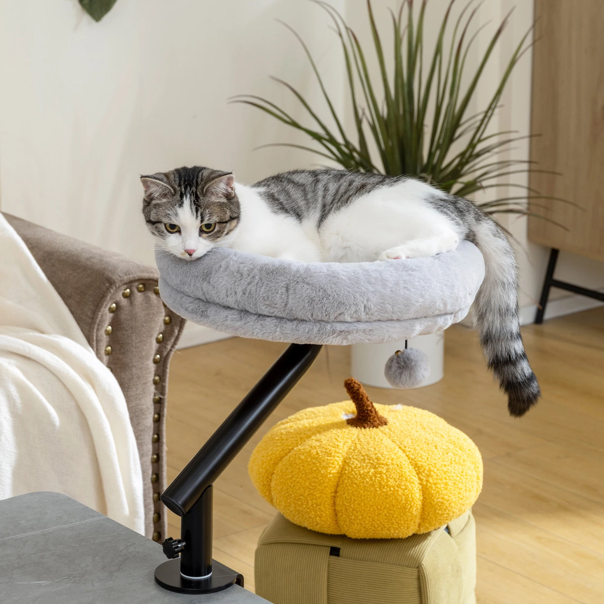 PawHut Cat Bed for Desk, 360° Rotatable Adjustable Cat Nest Hammock by PawHaven