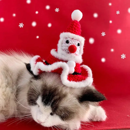 Christmas Pet Hat Handmade Knitted Dog Cap for Cats and Dogs Festive Photo Props by PawHaven